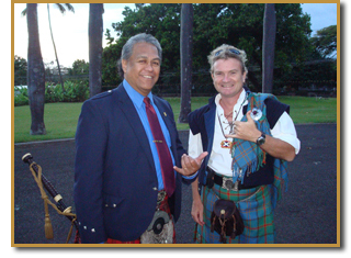  Jacob Kaio and Hamish Burgess, Hawaiian and Scottish Solo bagpipers in Hawaii