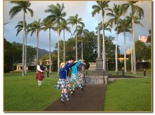 Scottish Dancers at Kaiulani Memorial at the Royal Mausoleum, Mauna 'Ala